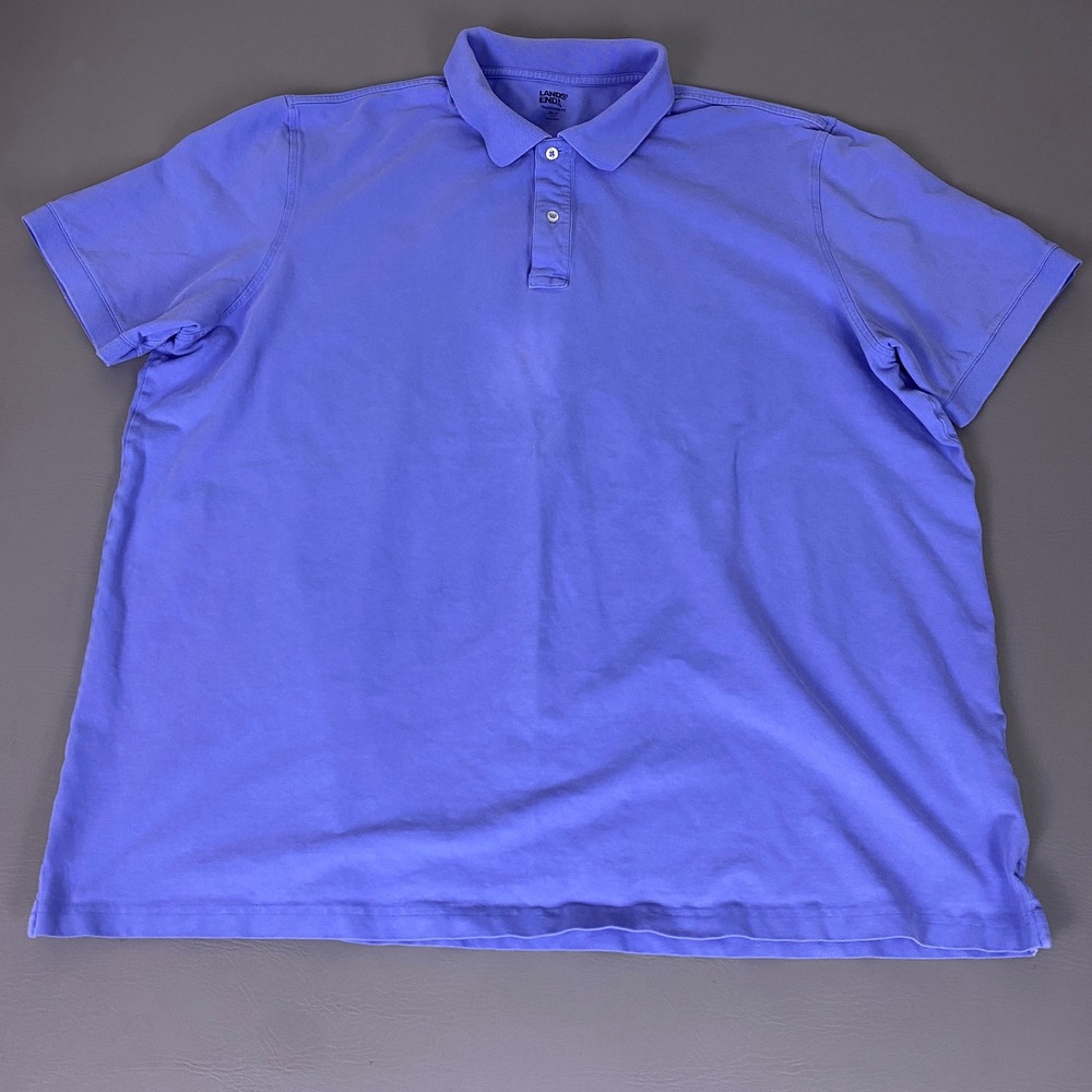 Lands End Polo Shirt Mens 3XL Tall Periwinkle Blue Traditional Fit Cotton Pique*